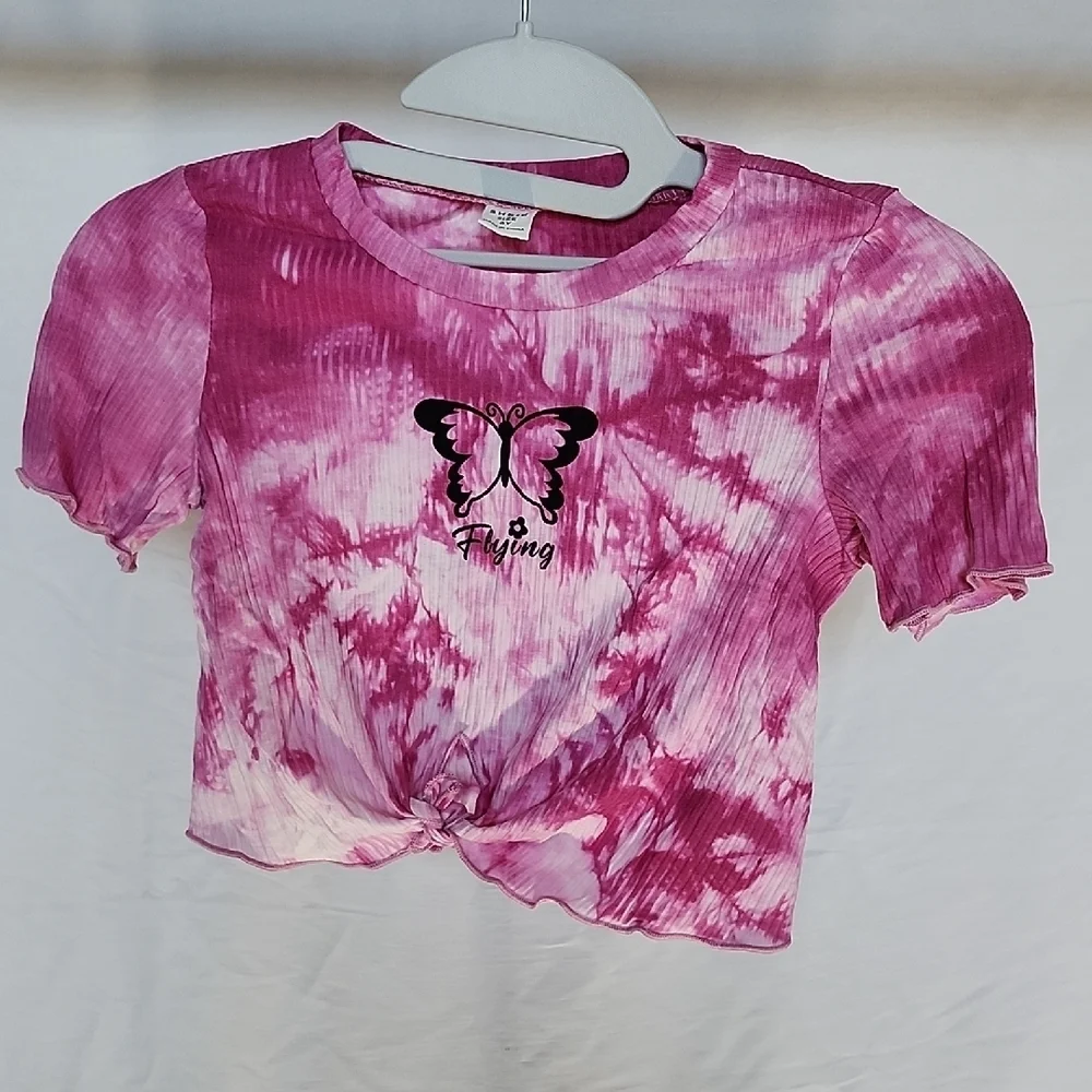 SHEIN Pink Tie-Dye Butterfly Kids Set